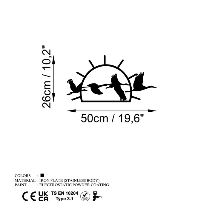 Wallity Accesorio Decorativo de Pared de Metal Negro 50x26 cm